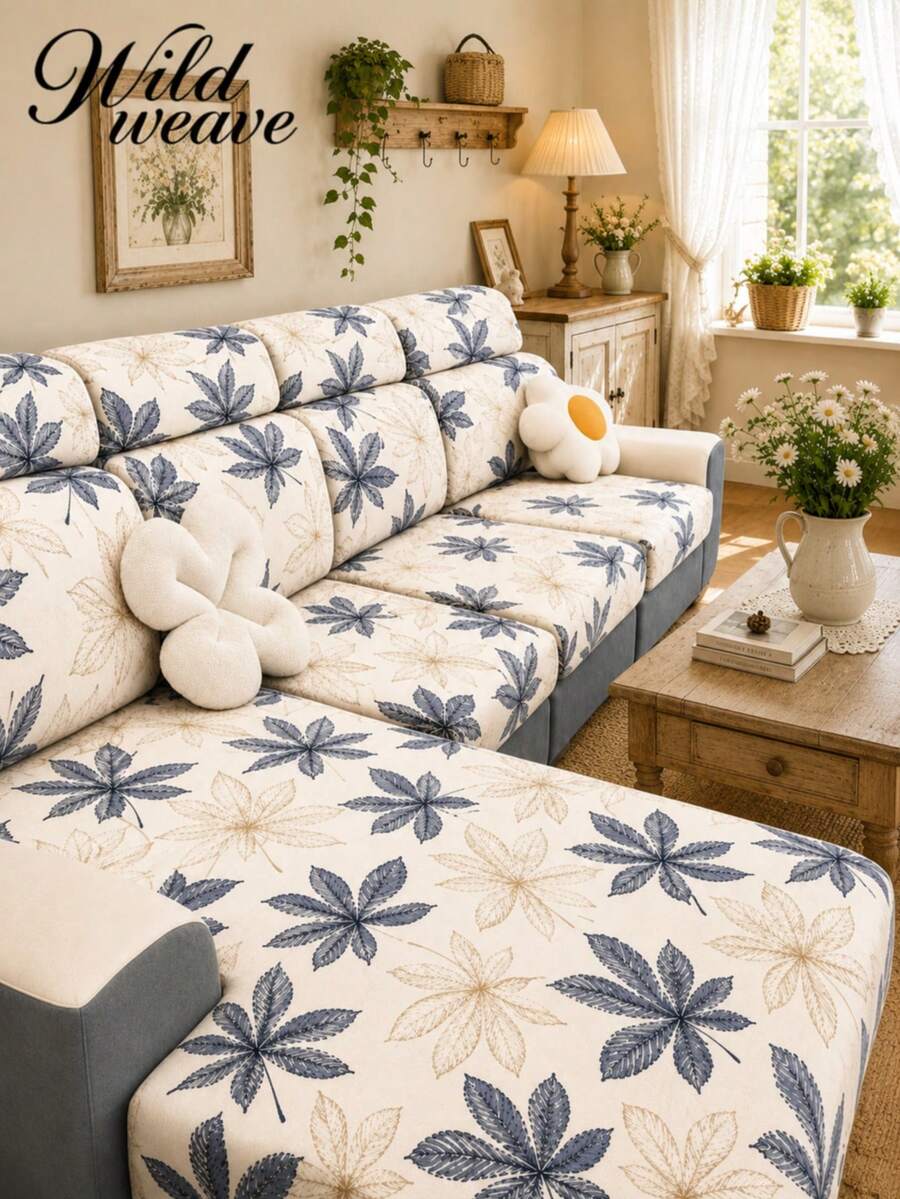 1pc Printed Milk Silk Sofa Cushion Cover, High Elasticity Removable Washable All-Season Sofa Slipcover, Suitable For Kitchen, Living Room, Bedroom, Balcony Garden And Multiple Occasions, Sold Individually Not As A Set Sofa Cushion Protector