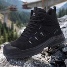 GUYISA 1 Pair Cargo Style Style Casual Outdoor Microfiber Leather Lace-Up Safety Shoes For Holiday Office Gym Outdoor All Seasons - Black - View 2