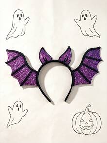 1pc Bat Wing Headband, Halloween Glitter Hair Band, Women Party Costume Hair Accessory - Multicolor - View 4