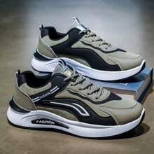 Tenis deportivos combinados para hombre de suela robusta, ligero y transpirable, zapatos prácticos para vestimenta informal de hombre - Verde - Ver 7
