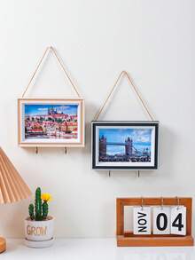 1pc Hanging Photo Frame With Bottom Hooks, Wall Mount Picture Frame For Photo Display, Multi‑Hook Design For Hanging Ornaments Shell Pinecone, Home Wall Decor For Bedroom Living Room Gallery Wall, Gift For Housewarming - Multicolor - View 2
