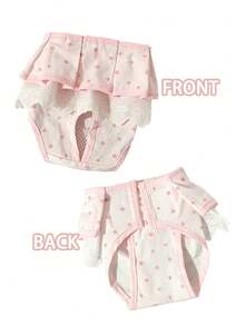 1pc/1pc+5pcs Disposable Diaper Set With Lace Cute Star Print Sanitary Pants Period Pants Anti-Harassment Pants Suitable For Small And Medium Cats And Dogs Pets - Baby Pink - View 7