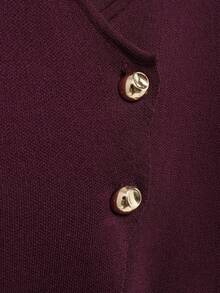 YROOE Women's Medium Magenta V-Neck Asymmetric Placket Diagonal Button Long Sleeve Cropped Knit Cardigan Autumn/Winter - Red Violet - View 6