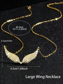 1pc Unisex Full Zirconia Angel Wings Collarbone Necklace, Luxury Fashion Feather Necklace, Multi-Functional Necklace With Adjustable Length, Suitable For Special Occasions And Daily Wear - Multicolor - View 8