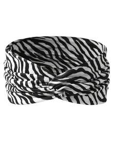 1pc Street Vintage Leopard Zebra Snake Paisley Floral Print Cross Women's Headband, Sports, Photography Versatile Hair Accessory - Multicolor - View 11