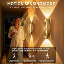 Smart LED Wall Light, 3-Color Adjustable, Motion Sensor, Indoor Magnetic LED Sensor Wall Light, Battery Powered, Adjustable Color Temperature, USB Rechargeable Night Light, Wireless Magnetic Wall Light, Suitable For Hallway, Bathroom, Bedroom - Multicolor - View 6