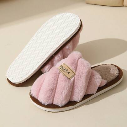 5 pares de pantuflas suaves de felpa - Pantuflas de interior cálidas y antideslizantes, adecuadas para uso en interiores, pantuflas de interior con suela plana antideslizante y letra bordada en 3D, adecuadas para estudiantes en invierno, pantuflas cálidas de suela gruesa azul para mujer, adecuadas para uso en oficina y alfombra, disponibles en múltiples colores