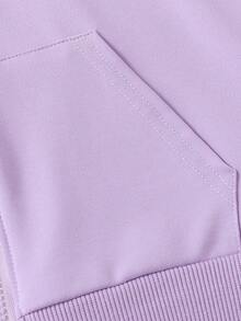 Sweet Girl Zipper Hooded Jacket, Cute Blue Rabbit Heart Applique Embroidery Soft Autumn/Winter Campus Coat - Mauve Purple - View 7