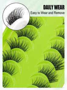 10 Pairs Natural Half Eyelashes, Lightweight And Soft, Create Cat Eye Makeup Effect, Naturally Extend Eye Corners, Transparent Lash Roots, Durable And Reusable, Cat Eye Half Eyelashes, Beautiful And Natural - Black - View 3