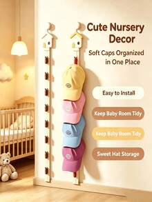 1pc Foldable Hat Storage Rack, Hanging Door Organizer, Wall-Mounted Hat Clips For Kids Room, Suitable For Entryway - Multicolor - View 6