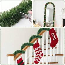 1pc Christmas Wreath, Artificial Soft Green Realistic Pine Branch Greenery, Suitable For Indoor And Outdoor Christmas Fireplace, Stairs, Door And Wall Decoration - Green - View 8