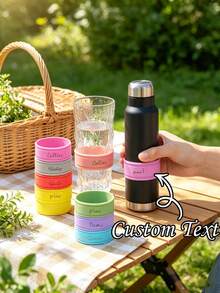 Personalized Bottle Labels, Cup Labels, Straw Cup Labels, Water Bottle Labels, Sports Water Bottle Labels, Engraved Water Bottle Bands, Personalized Sports Water Bottle Labels, Bottle Labels, Straw Cup Label Bands, Home, Customized Silicone Bottle Labels - Multicolor - View 1