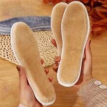 1 Pair Warm Soft Insoles, Thick Plush Thermal Lining, Unisex Winter Foot Pads - Grey - View 1