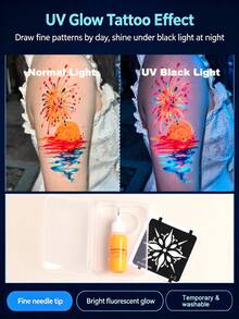 Fluorescent Orange Body Painting Tattoo Ink, Easy To Wash, Suitable For Beginners, Cosplay, Holiday Party, New Year Body Graffiti Painting Pen, Glitter Ink - Orange - View 2