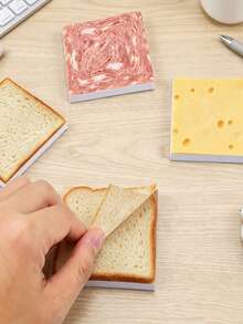 2 Books/100 Sheets Bread Sticky Notes, Toast Food Theme Self-Adhesive Notes, Cute Kawaii Sticky Notes, Removable Sticky Notes, Suitable For Planners, To-Do Lists, School And Office Supplies - one-size - View 9