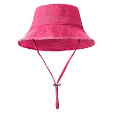 1pc Women's Drawstring Brim Bucket Hat, Adjustable Size Frayed Edge Sun Hat, Soft Fabric, Sun Protection Windproof, Travel Beach Seaside Leisure Vacation Play Daily Use - Multicolor - View 4