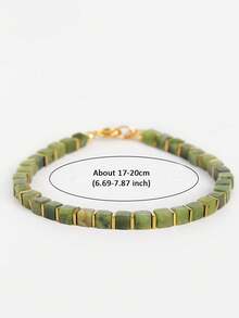 Men's Southern Jade Square Beaded Bracelet, Prosperity & Fortune Minimalist Boho Style Fashion Jewelry Unisex, Ideal Gift For Him, For Daily Wear - Multicolor - View 5