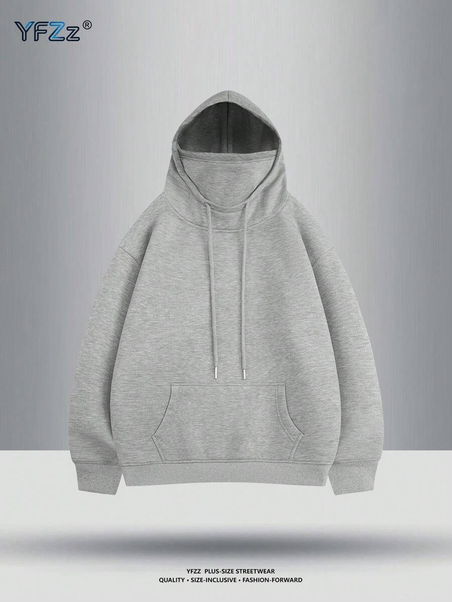 Men's Spring/Autumn Minimalist Fashion Solid Color Versatile Comfortable Soft Skin-Friendly Outdoor Casual Hooded Sweatshirt - Grey - View 1