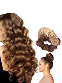 1 buah Pita Pengeriting Tanpa Panas dari Satin dengan Karet Pengikat Rambut, Ikat Rambut Ekor Kuda Chiffon Modis, Aksesori Penataan Rambut untuk Wanita dan Anak Perempuan - MultiWarna - View 2