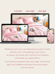 HONEYMOON 2/3pcs Luxury Satin Pink Ruffle Edge Duvet Cover Set, Ruffle Edge Tassel Duvet Cover Set, Solid Color Vintage Luxury Farmhouse Style Bedding Set, 3pcs Bohemian Style Ruffle Edge Tie Duvet Cover Set (Duvet Insert Not Included). Perfect Fit For Twin, Full, Queen, King And Other Bed Sizes. Suitable For Home Bedding, Dorm Supplies And Christmas Decor. Back To School Essential - Pink - View 9