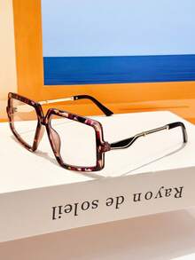 1PC Unisex Square Contrast Color Elegant Metal Decor Plain Lens Glasses Frame, Y2K Retro Street Style, Daily Wear, Vacation - Clear - View 19