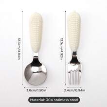 1pc/2pcs Creative Corn-Shaped Handle 304 Stainless Steel Spoon & Fork Set, Reusable Home Dessert Spoon And Salad Small Fork, Suitable For Salad, Ice Cream, Cake, Dessert And Fruit Elegant Small Tableware - View 15