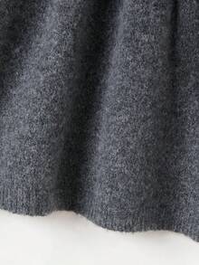 Young Girl 3D Bow Decor Long Sleeve Knitted Sweater Dress Princess Style A-Line Skirt - Grey - View 6