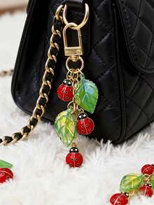 Ladybug Leaf Enamel Pendant Keychain, Designed With Ladybug + Leaf + Enamel Craft, Perfect As Birthday, Wedding, Teacher's Day, New Year Gift, Suitable For Friends, Lovers, Teachers, Classmates - View 1