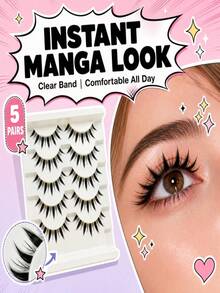 5 Pairs Cartoon Full Strip False Eyelashes, Lightweight And Delicate Synthetic Fiber, Self-Adhesive Strip No Glue Needed - Washable And Reusable, Quick Application For Thick Wild Cartoon Eyes, Suitable For Daily Hot Girl Makeup - View 3