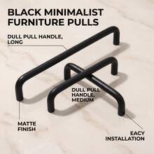 Fanruier 8pcs Modern Minimalist Style Handles, Suitable For Cabinets, Drawers, Wardrobes, Shoe Cabinets, Furniture Hardware Zinc Alloy Handles - K-Black - View 2