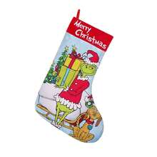 The Grinch The Christmas Stocking Set, Cartoon Printed Xmas Gift Socks, Fireplace Hanging Ornament, Holiday Party Home Decoration, Gift Bag For Candy Present - View 9