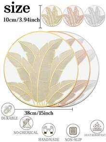 6-24pcs Champagne Gold PVC Hollow Placemats, Round Carved Coasters, Luxury Table Decor, Coffee Cup Heat Insulation Mats, Tabletop Photography Props, Home Dining Table Scratch-Resistant Protective Mats, Wedding Table Decor, Luxury Home Dining Table Decoration Mats - Multicolor - View 3