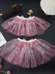 1 Set Blood‑Stain Print Tulle False Collar And Arm Cuffs Set Gothic Mesh Neck Ruff Hand Sleeves For Women Halloween Cosplay Party Accessory Kit - A - View 8