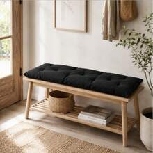 100x45 Cm Soft Fiber-Filled Bench Cushion, Single Seat Cushion (Bottom Part Only), Made In Turkey. - Black - View 3