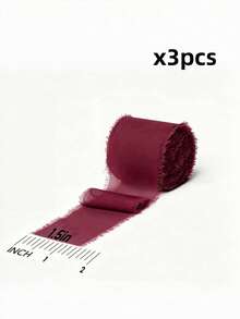 1/3 Roll DIY Handmade Tassel Fabric Gift Wrapping Chiffon Satin Ribbon, 1.5 Inch X 21 Yards Raw Edge Satin Ribbon, Suitable For Wedding Invitations, Bridesmaid Bouquets, Gift Wrapping, DIY Crafts, Bow Making, Party Decoration - Multicolor - View 8