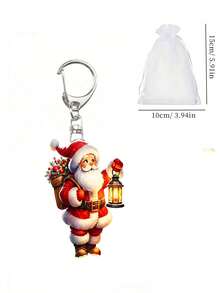 Santa Claus Series Pattern Keychain, Multiple Styles Available, Party Pendant, Multi-Functional Keychain Decoration, Phone Charm, Backpack Charm, Key Charm, Car Charm, Party Fashion Accessory, Fun 2D Acrylic Accessory, Suitable For Backpack, Bag, Car Key Charm And Daily Use, Great Choice For Couple Gift, Party Supplies, Christmas, Halloween Gift - Multicolor - View 12