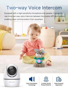Camera WiFi U-Speed 3MP xoay 360° PTZ, camera an ninh nhìn đêm full màu, đàm thoại hai chiều giám sát gia đình, camera trong nhà hỗ trợ WiFi 2.4G và kết nối dây RJ45 - Đen và trắng - Xem 8