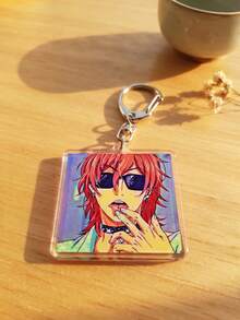 6Pcs Yarichin Anime Manga Boy Acrylic Keychain Set, Cute Square Character Interaction Pendant Set, Manga Boy CP Pendant Collection Gift, High Transparency Acrylic Material, Suitable For Backpacks, Keys, Phone Cases And Daily Accessories. - Multicolor - View 11