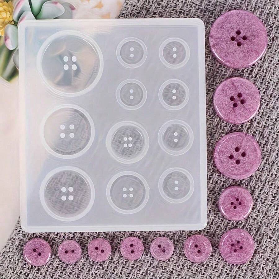 SILIKE LUFEI DIY Button Resin Molds, Multiple Styles Button Resin Molds, Earring, Bag, Clothing, Silicone Molds, Brooch, Accessory Molds - Button Mold - View 1