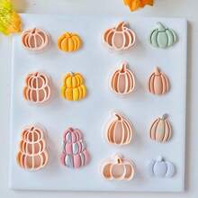 Various Pumpkin Polymer Clay Cutter For Earrings & Jewelry Making, Pumpkin Designed Soft Pottery Clay Molds For Pendant & Necklace Decoration Making - Beige - View 7