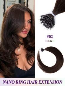 Nano Ring Hair Extensions, Natural Black, 12-22 Inches, Silky Straight Remy Human Hair, Micro Nano Ring Bead Hair Extensions For Women - Multicolor - View 38