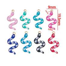 5/10psc Stainless Steel Enamel Snake Charms Multicolor Printed Serpent Animal Pendants For DIY Bracelet Necklace Earring Jewelry Making Findings - Multicolor - View 8