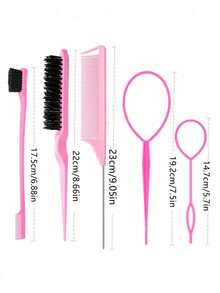 7pcs/1set Children's Cute Cartoon Square Comb & Spray Bottle Set, Cartoon Eiffel Tower Print Anti-Static Plastic Comb, Portable Pattern Hair Pin, High-Pressure Atomizing Spray Bottle, Suitable For Children, Normal Hair, Durable ABS Handle, Cute Square Design, Hair Styling Tool Set - Multicolor - View 4
