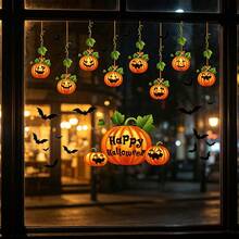 1set(2pcs) - Halloween Static Cling Scary Vine & Pumpkin Atmosphere Party Prank Window Decoration Home Decor Halloween Decor Fall Decor Room Decor - Multicolor - View 1