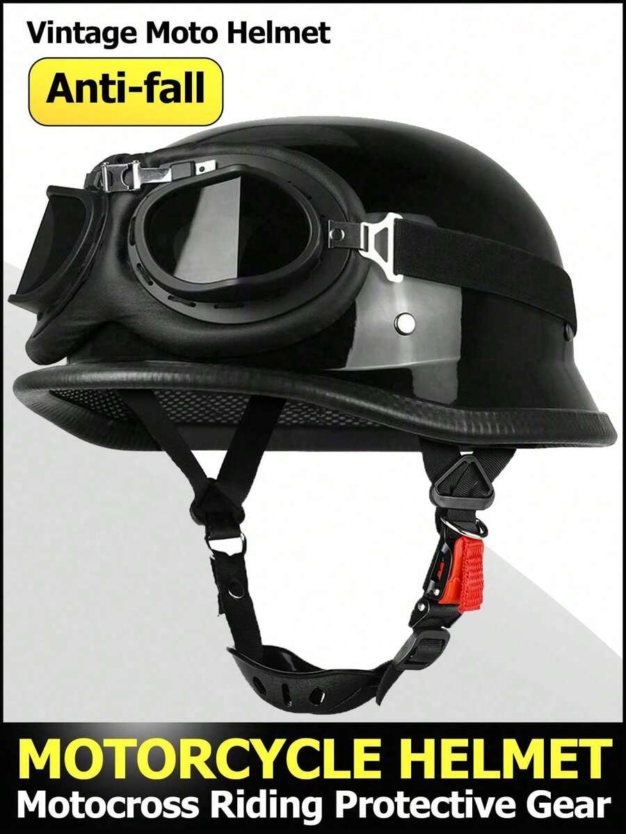 1 Pc Motorcycle Helmet Vintage German Style Motobike Half Helmets Open Face Retro Moto Half Helmet Riding Protective Motocross Helmets Racing Protection Motorcycle Accessories Riding Essentials For Women Men Rider Gift - A - View 1