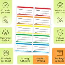 10pcs Refrigerator Classification Label Stickers, Large Capacity Multi-Pack, Highly Attractive Fresh Colorful Border, Portable Easy-Tear Writable Food Ingredient Classification Date Marking, Kitchen Fresh-Keeping Bags Fresh-Keeping Boxes Freezer Refrigerator Storage, Writable Refrigerator Classification Labels - A - View 6