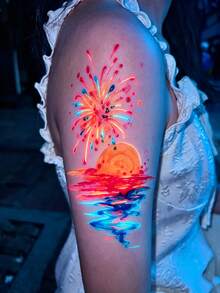 Fluorescent Orange Body Painting Tattoo Ink, Easy To Wash, Suitable For Beginners, Cosplay, Holiday Party, New Year Body Graffiti Painting Pen, Glitter Ink - Orange - View 5