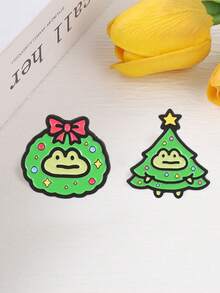 12pcs Cute Cartoon Frog Enamel Pins Set, Fun Christmas Muscle Shopping Frog Badges, Fashion Clothing Backpack Accessories, Gift For Frog Lovers - Multicolor - View 8