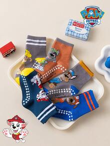 1/5/10 Pairs Paw Patrol Kids Socks, Colorful Fun Striped Puppy Pattern, Silicone Non-Slip Mid-Calf Floor Socks - Multicolor - View 6