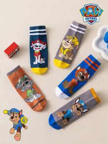 1/5/10 Pairs Paw Patrol Kids Socks, Colorful Fun Striped Puppy Pattern, Silicone Non-Slip Mid-Calf Floor Socks - Multicolor - View 8